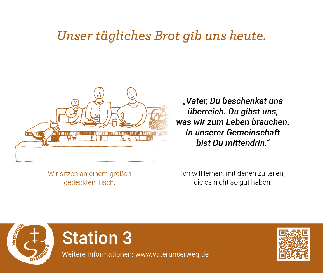 Schild der Station 3 des Vaterunserweges