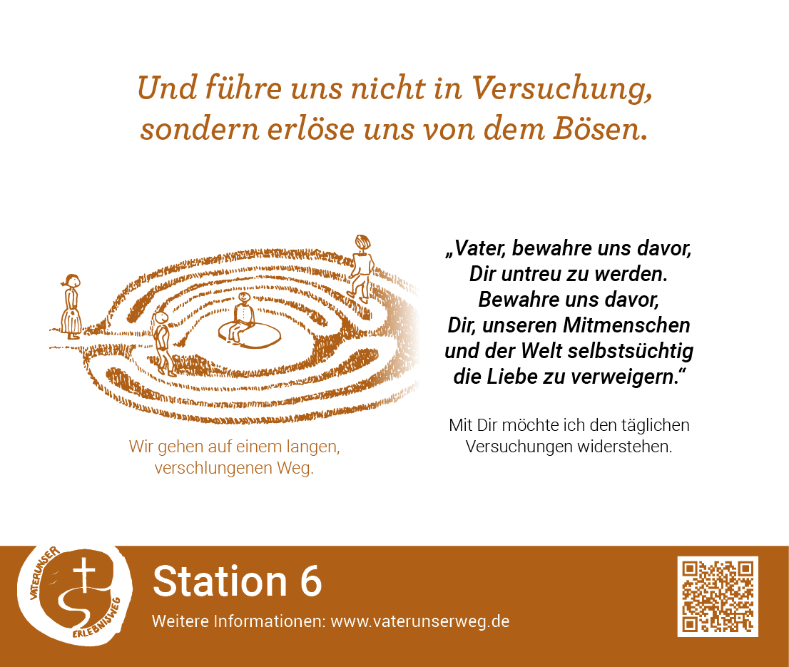 Schild der Station 6 des Vaterunserweges